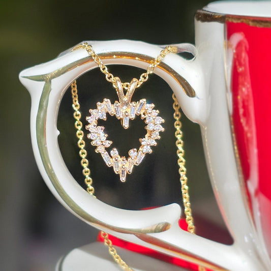 Stunning 14k Gold Natural Diamond Heart Pendant (NO CHAIN)
