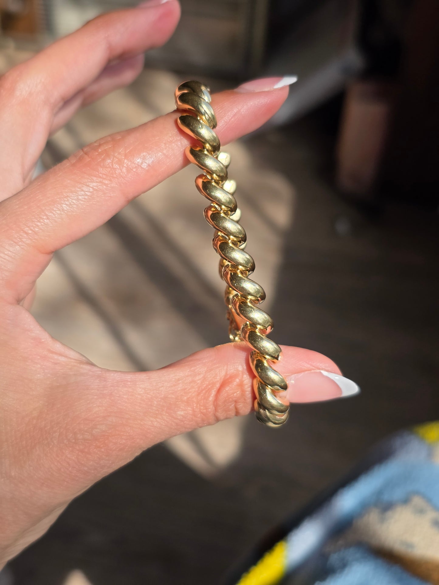 Milor 14k Gold San Marco "Macaroni" Link 8mm Wide Bracelet 7"