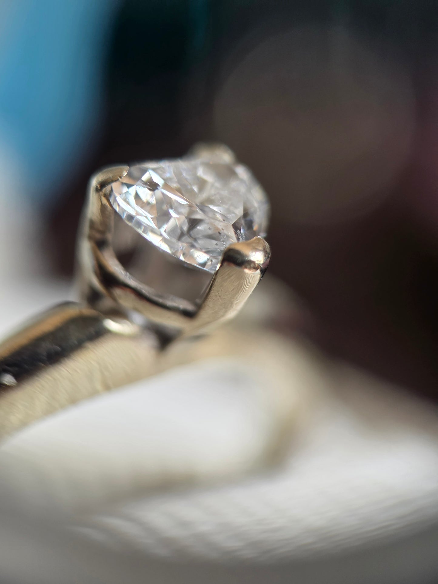Gorgeous 14k White Gold .38CT Heart Cut Diamond Solitaire Ring Size 6.75