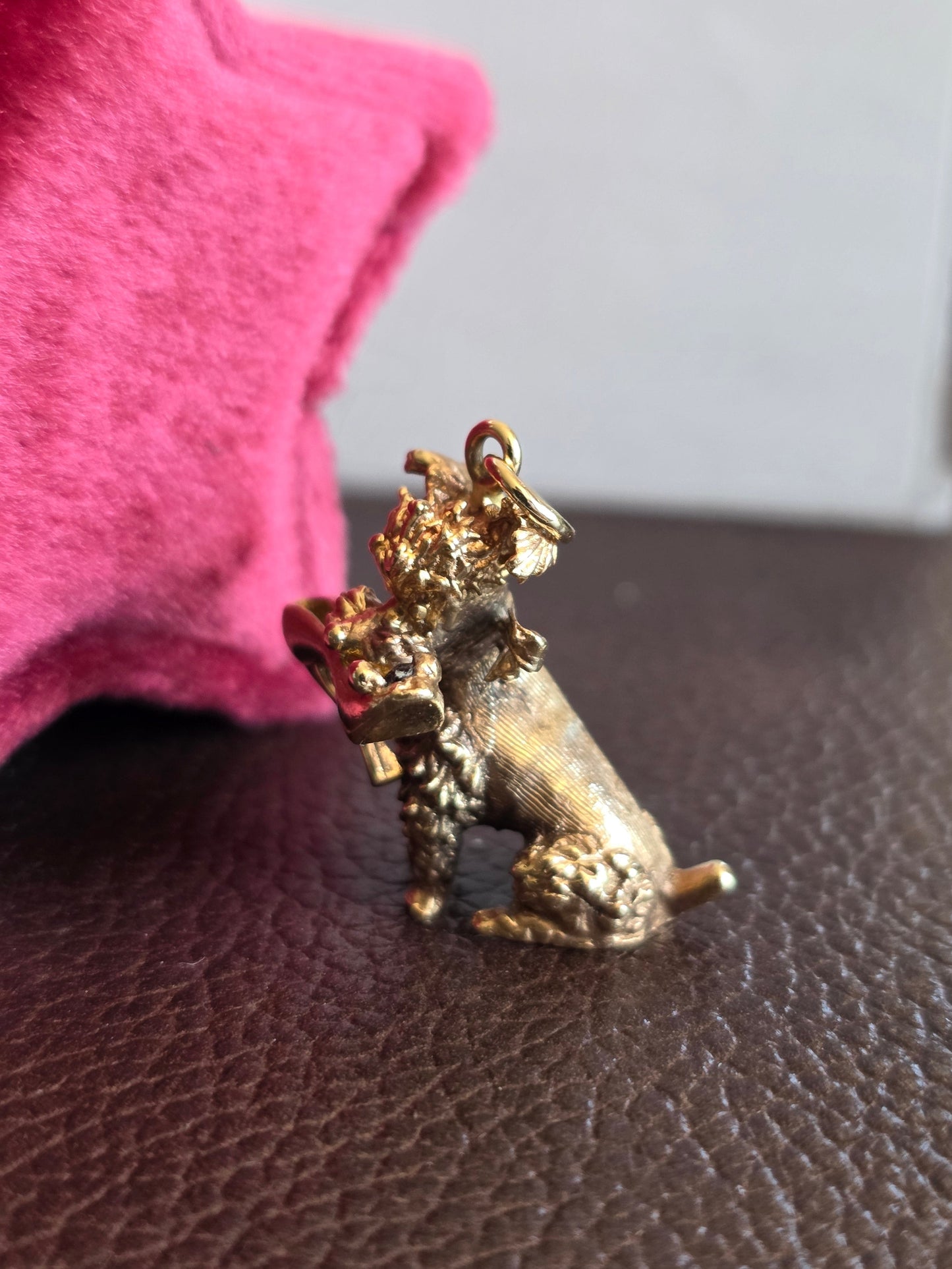 Adorable Solid Made 14k Gold Poodle with Heel in Mouth Charm Heavy (NO CHAIN)