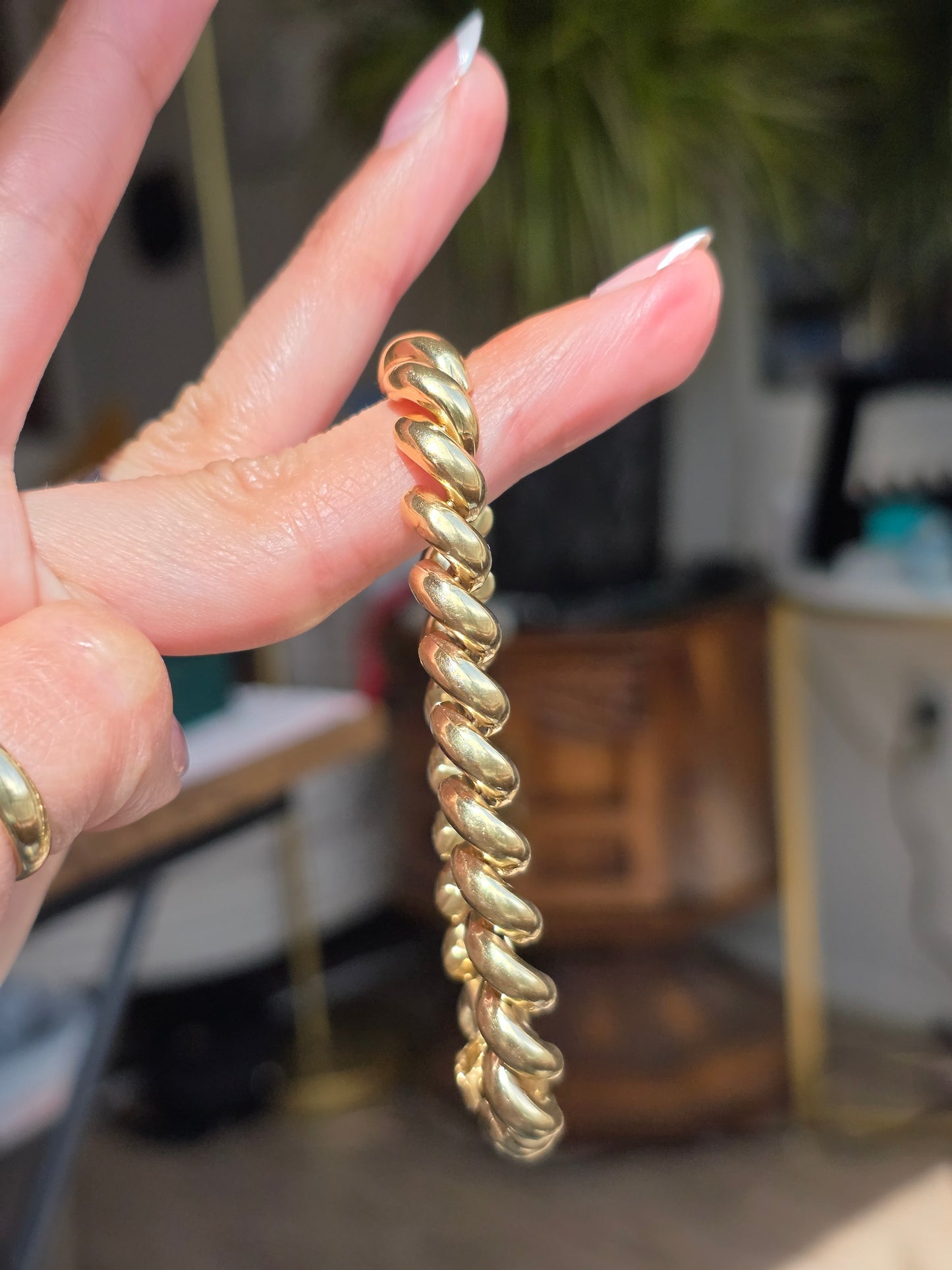 Milor 14k Gold San Marco "Macaroni" Link 8mm Wide Bracelet 7"