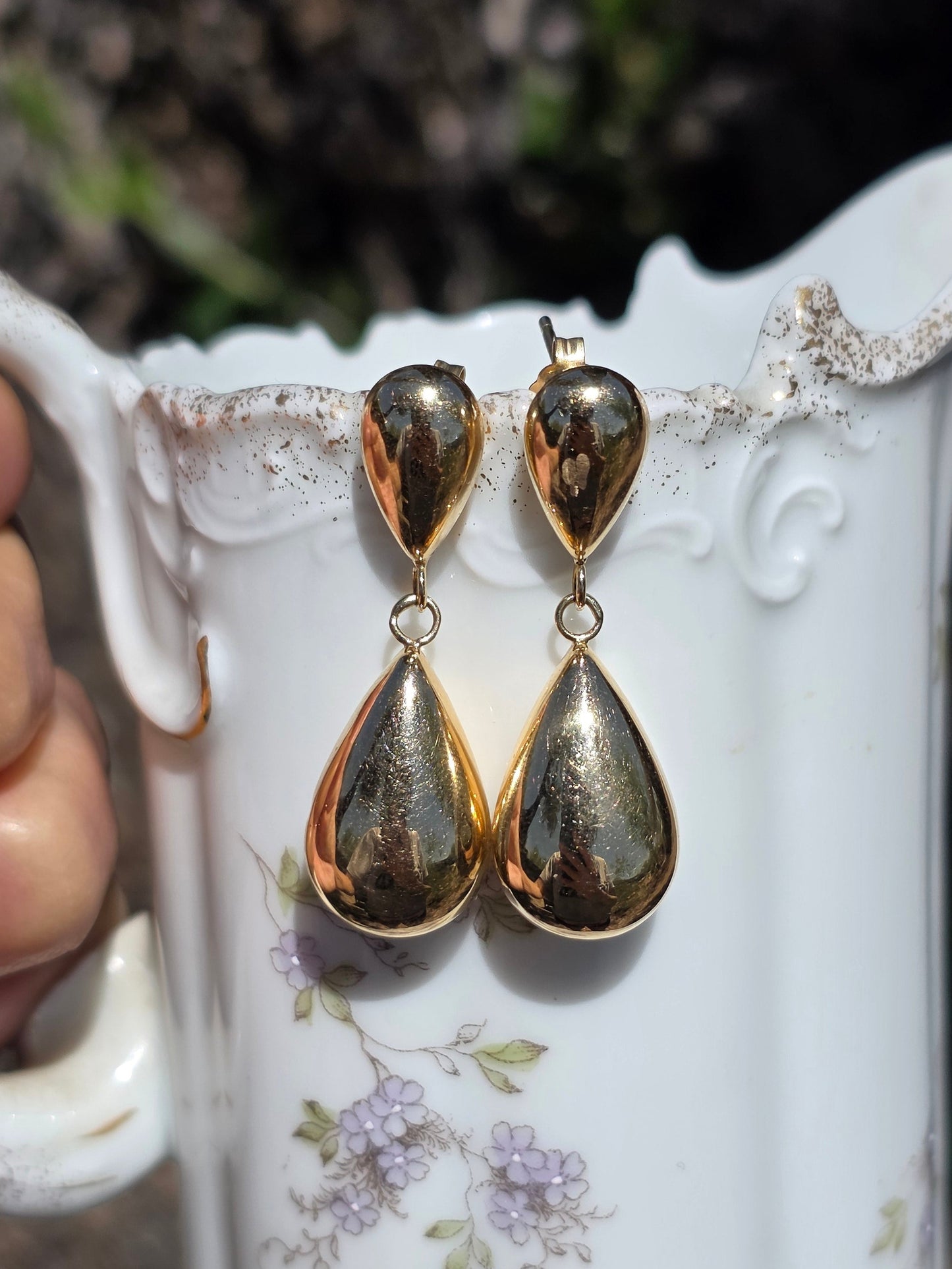 Elegant 14k Gold Tear Drop Dangle Statement Earrings
