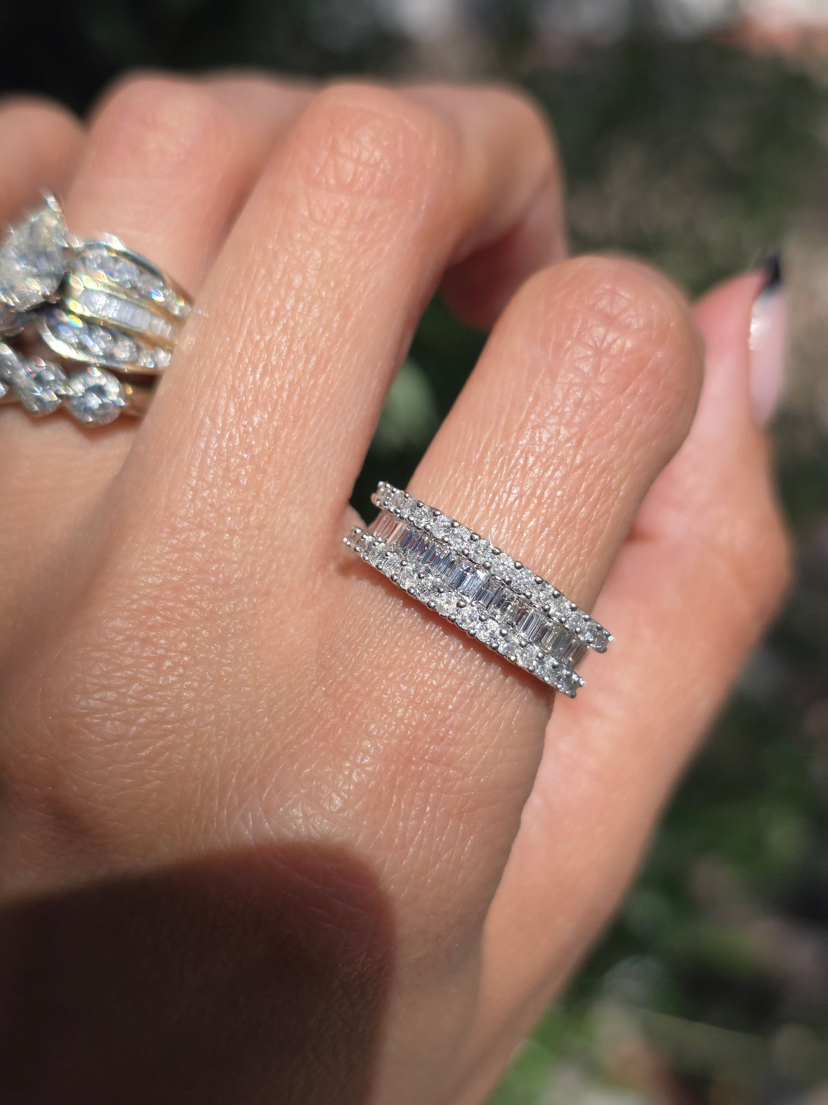 Stunning 1 Carat Total 14k White Gold Baguette Channel Set Diamond Band Size 5.25