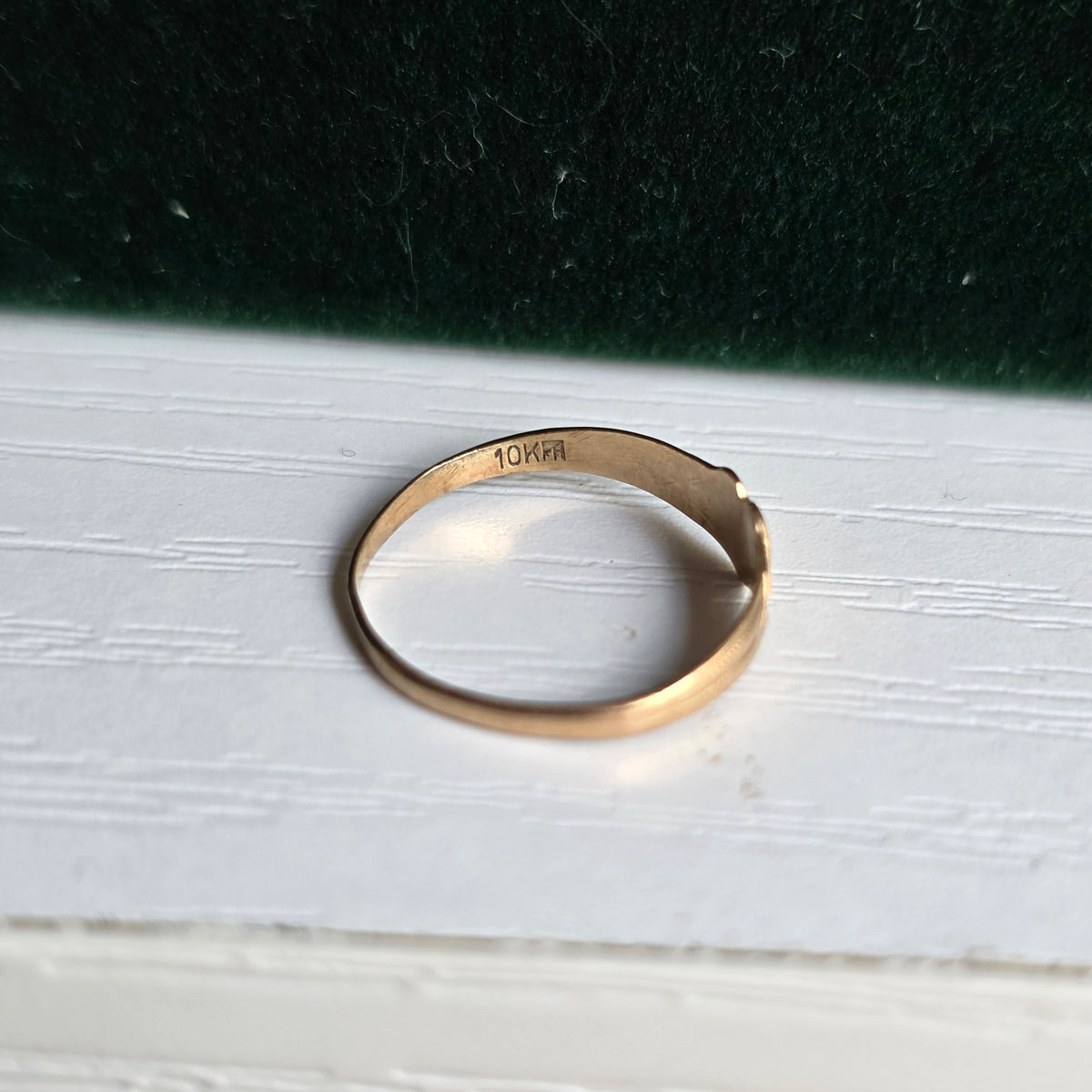 Vintage 10k Gold Blank Heart Signet Baby Ring Mini Size 1