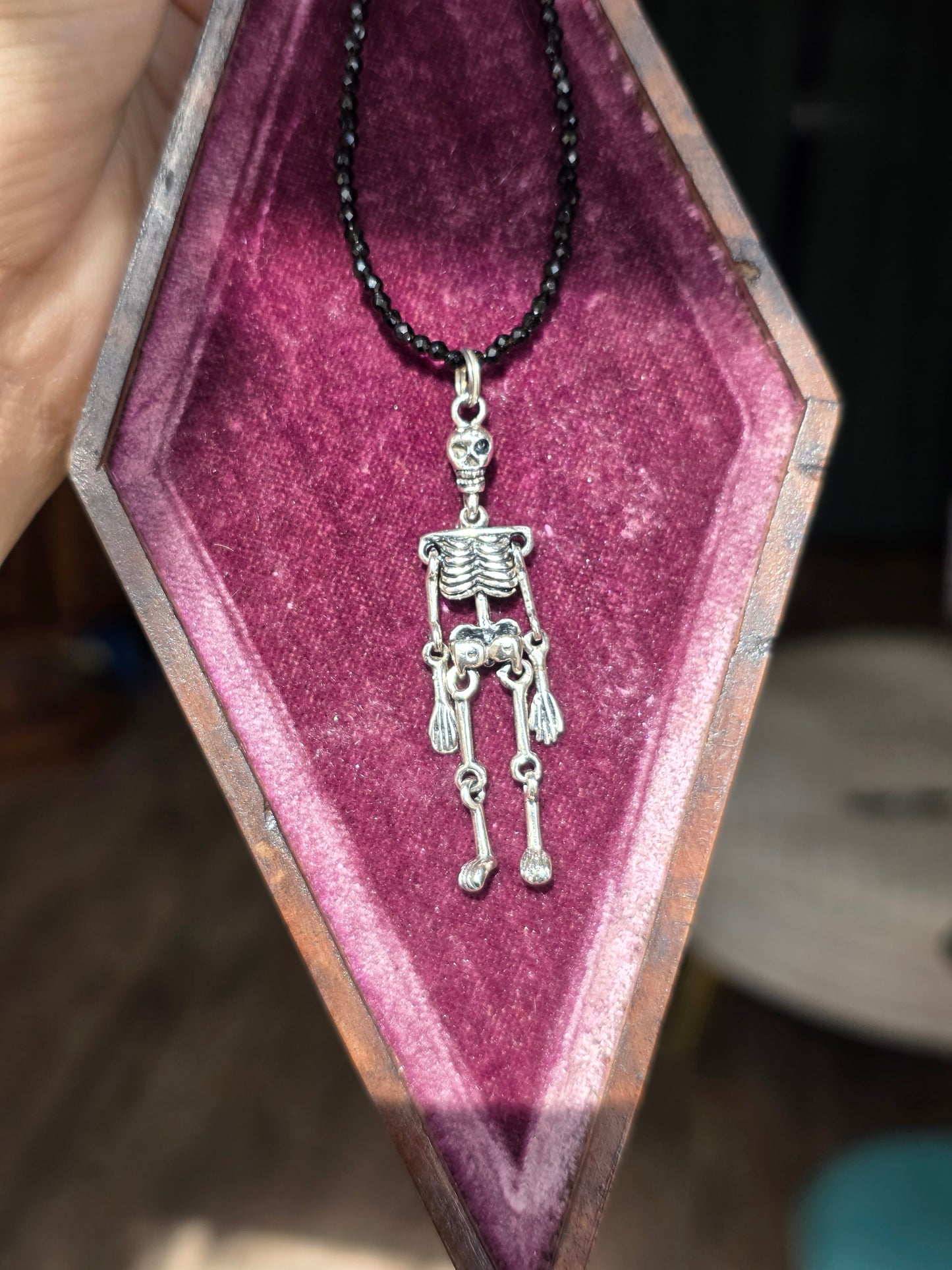 Awesome Solid Sterling Silver Spooky Articulated Skeleton Halloween Charm 2.1" (NO CHAIN)