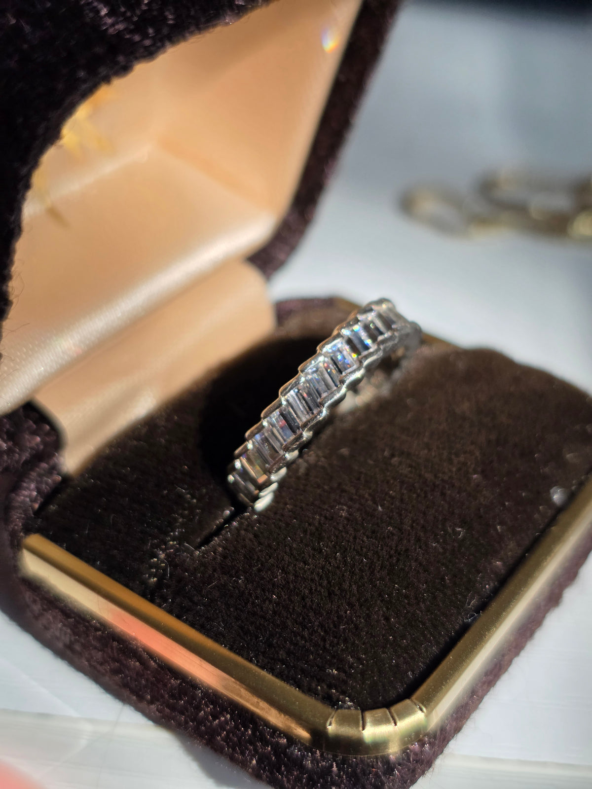 Pandora Glacial Beauty Ring Sterling Silver Baguette CZ Half Eternity Style Band Size 6