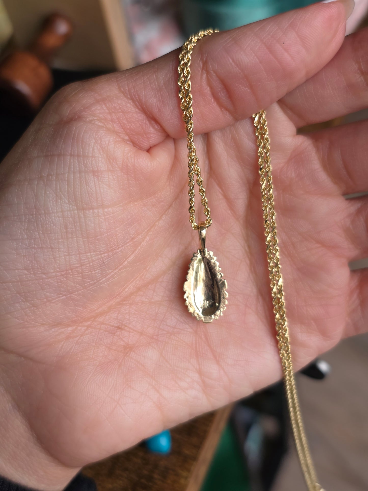 14k Gold Kingman Turquoise Pendant (NO CHAIN)