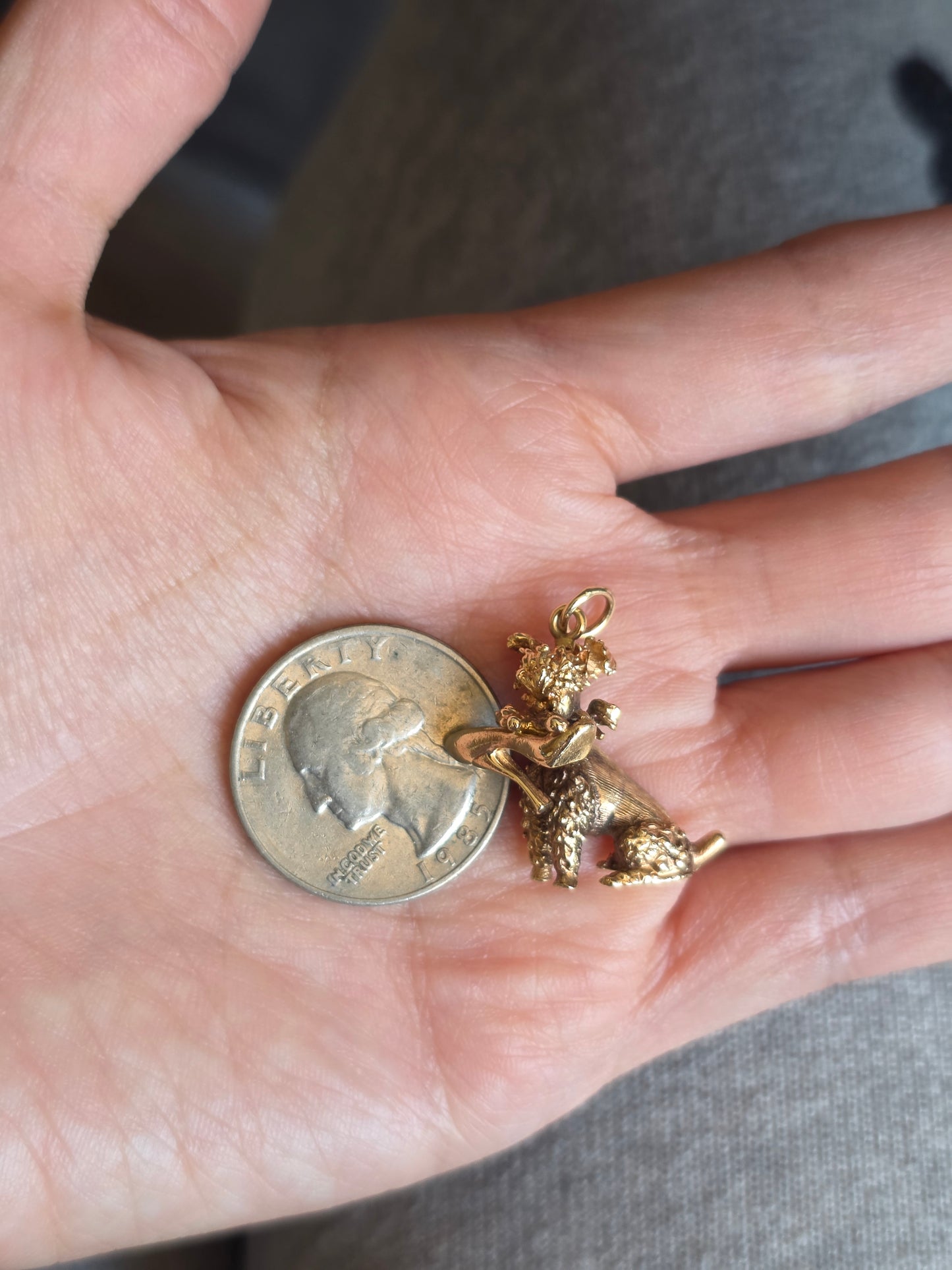 Adorable Solid Made 14k Gold Poodle with Heel in Mouth Charm Heavy (NO CHAIN)