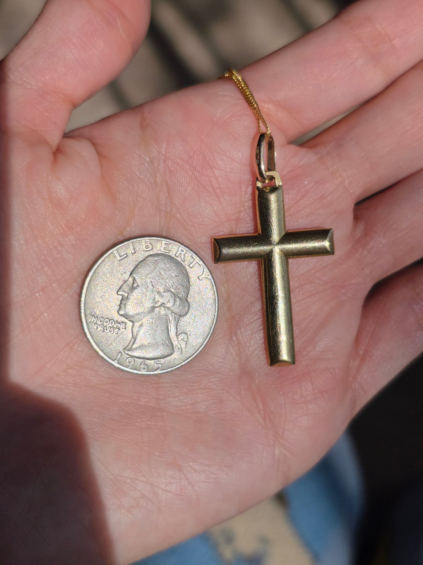 Vintage UNOAERRE 9k Gold Hollow Style Cross Pendant (NO CHAIN)