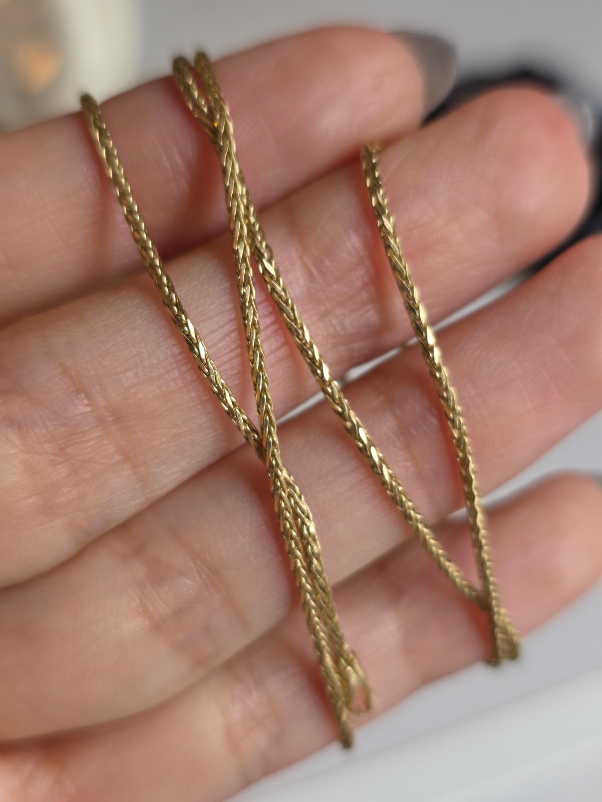 Vintage 14k Gold Italian 1.2mm Wheat Chain 20.5"