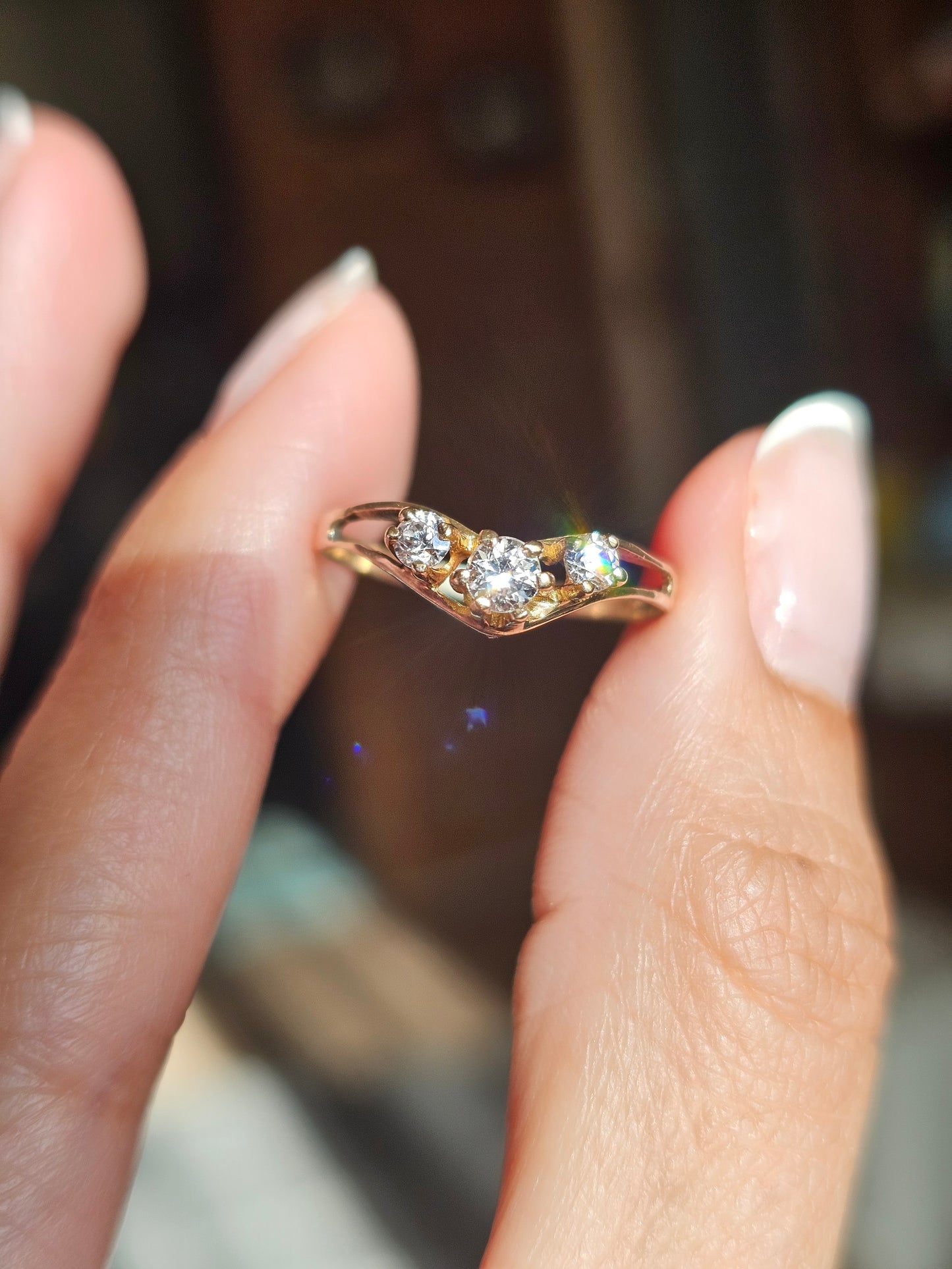 10k Gold CZ Stone Ring Size 8.25