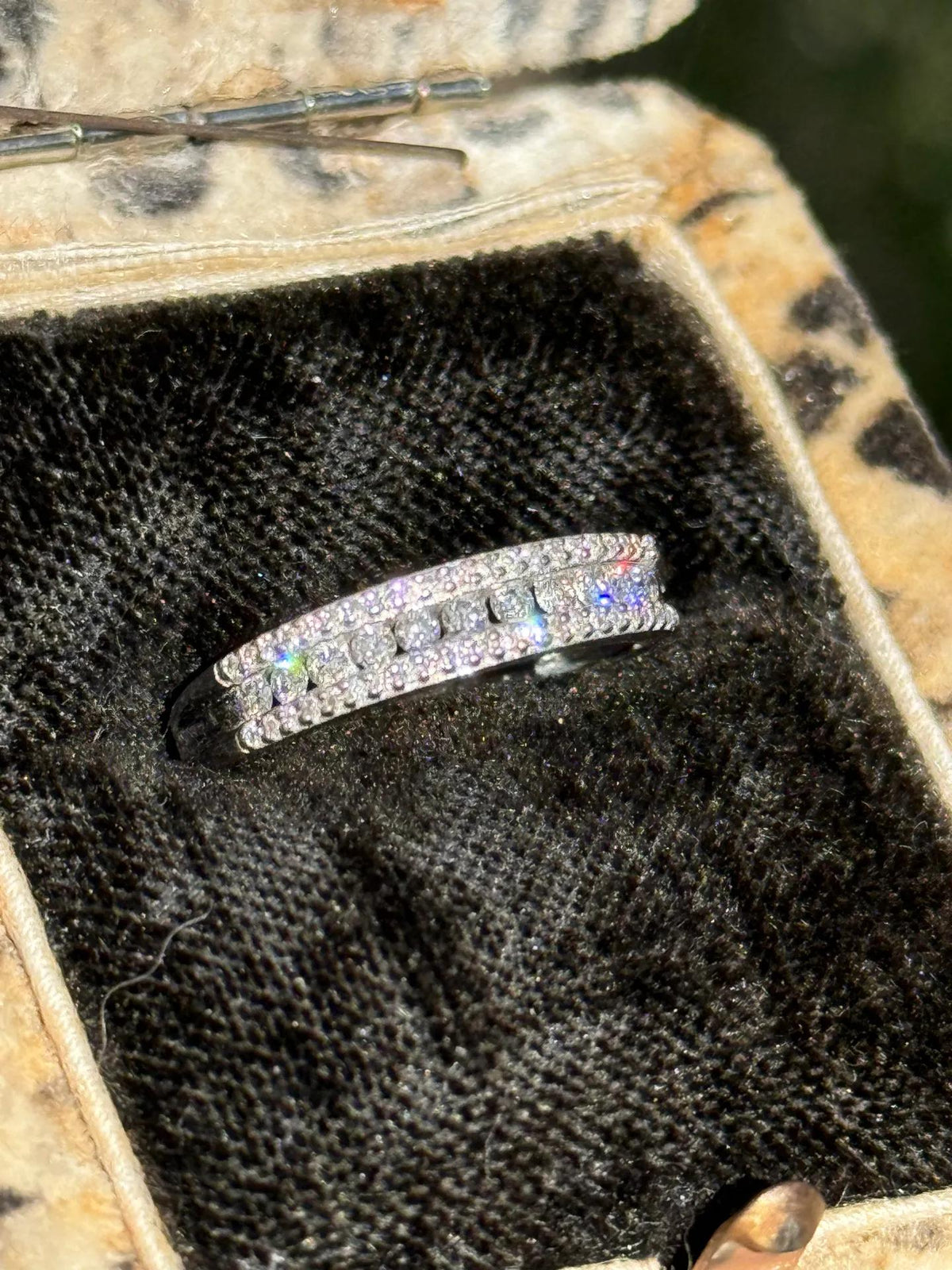 Beautiful Sparkling 14k White Gold Diamond Band Size 5.5