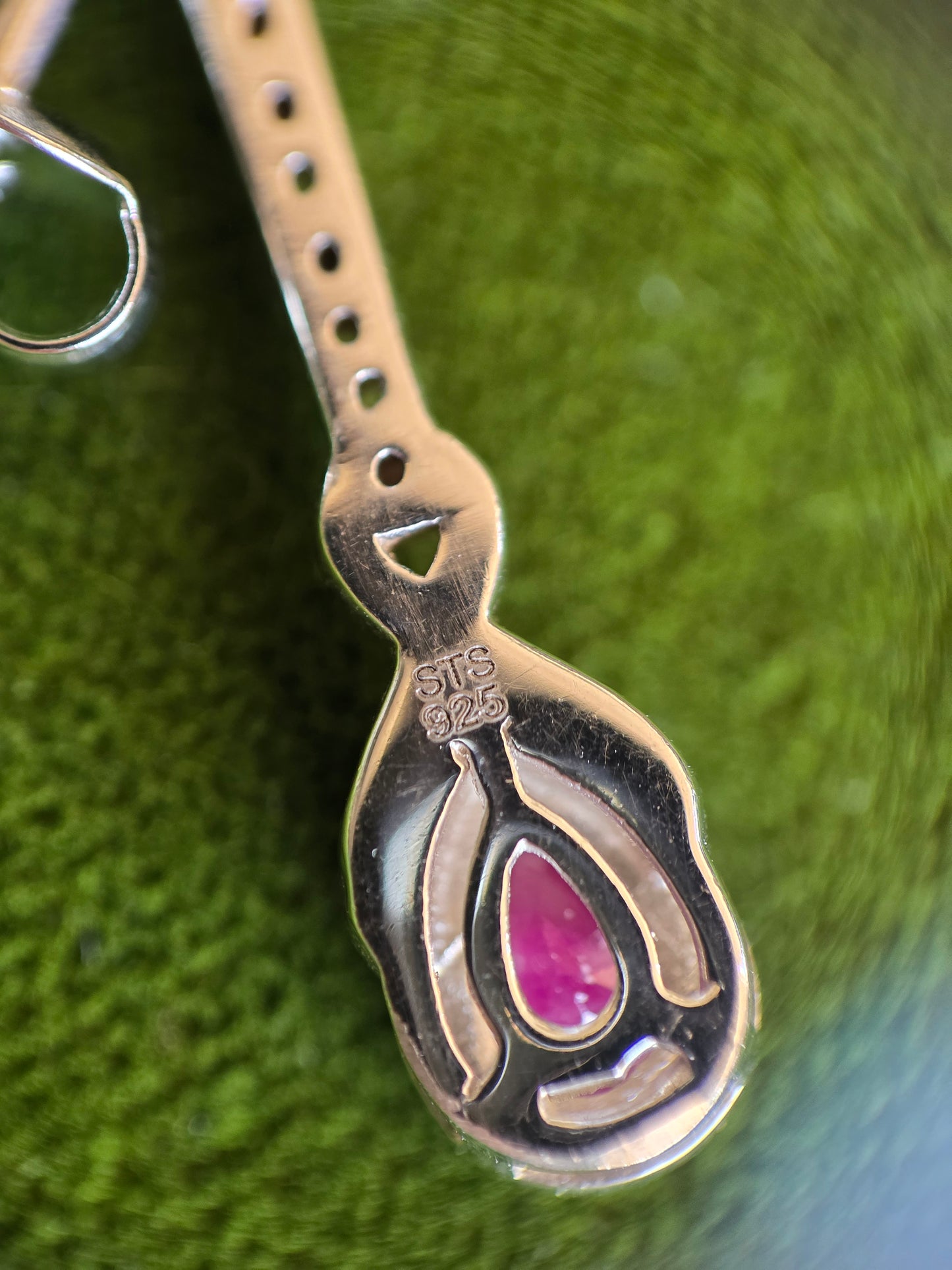 Pretty Sterling Silver .74TCW Ruby and White Topaz Drop Dangle Earrings