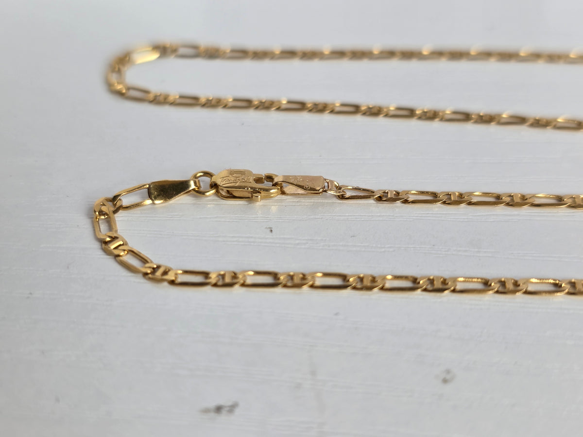Vintage 14k Gold Italian Made Figaro Chain 18"