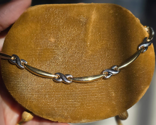 Aurafin 14k Gold Two Toned White Gold X Link Collar Necklace 16"