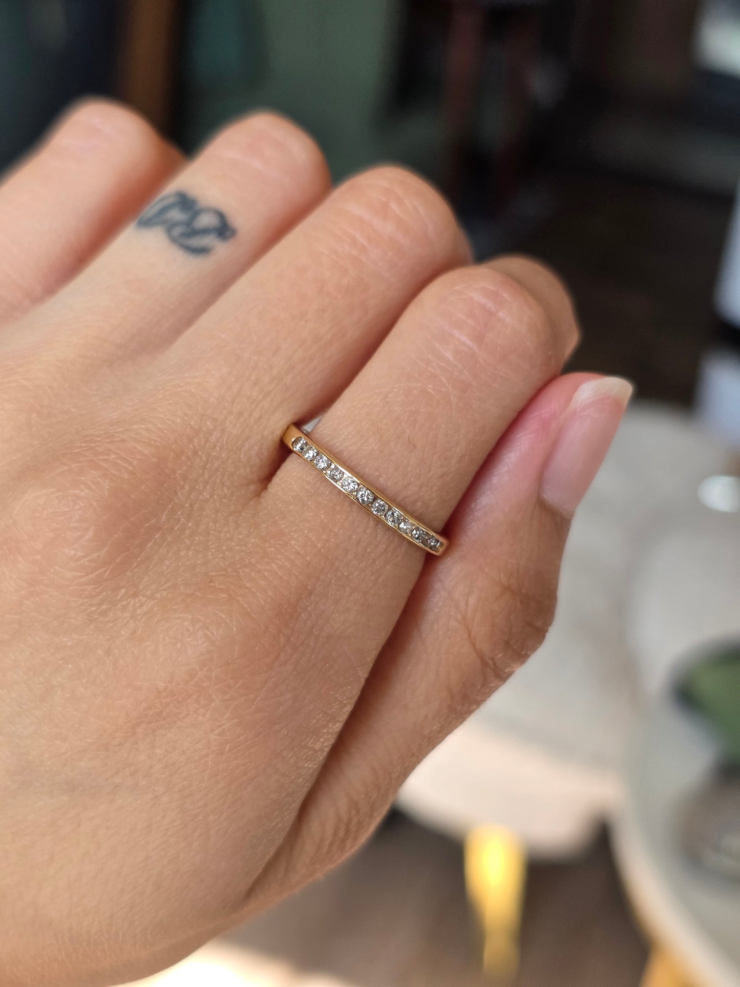 Beautiful 14k Gold Channel Set 1/4CTW Diamond Stacker Band Ring Size 7.5