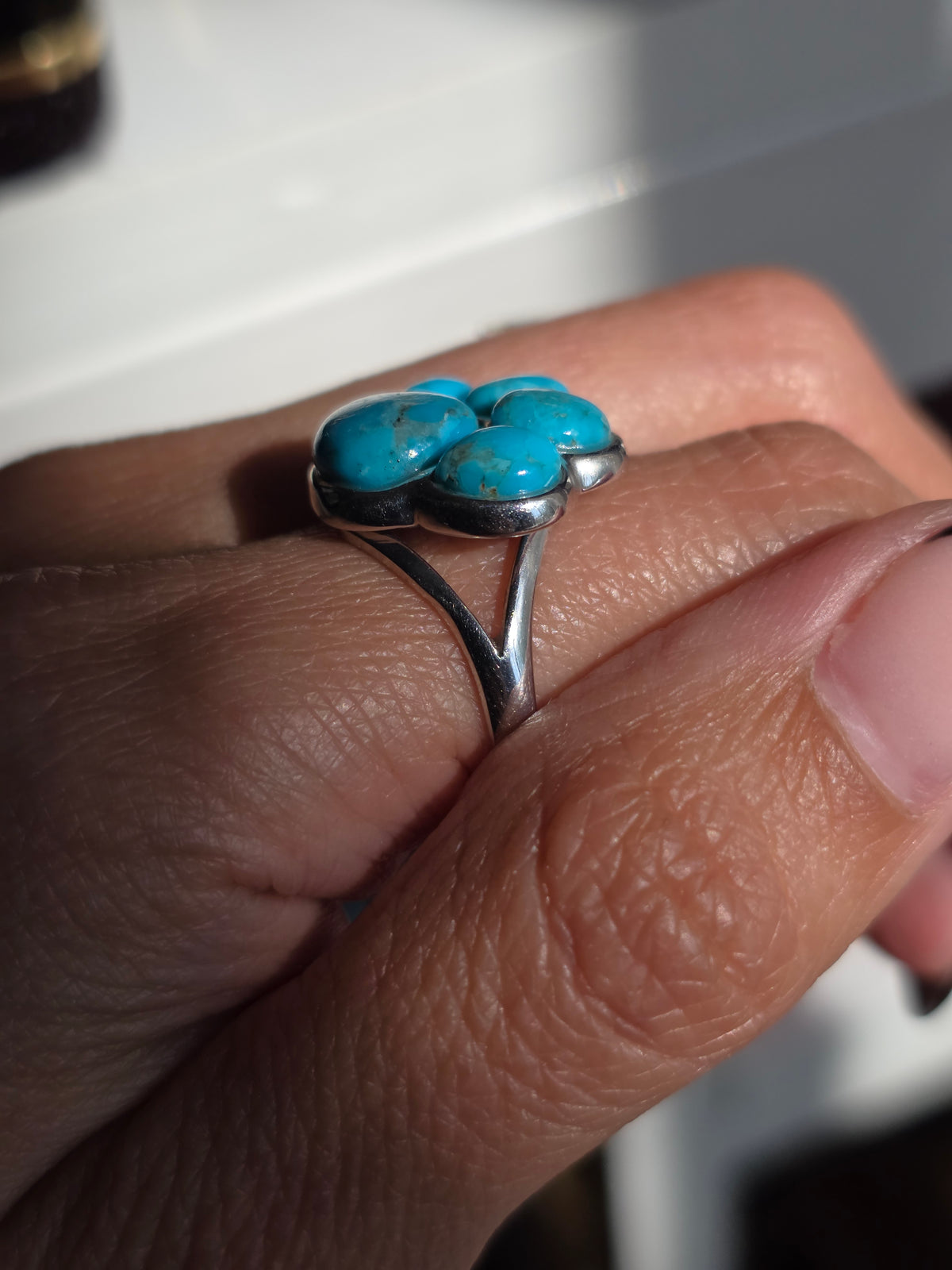 Sterling Silver Turquoise Paw Print Ring Size 8