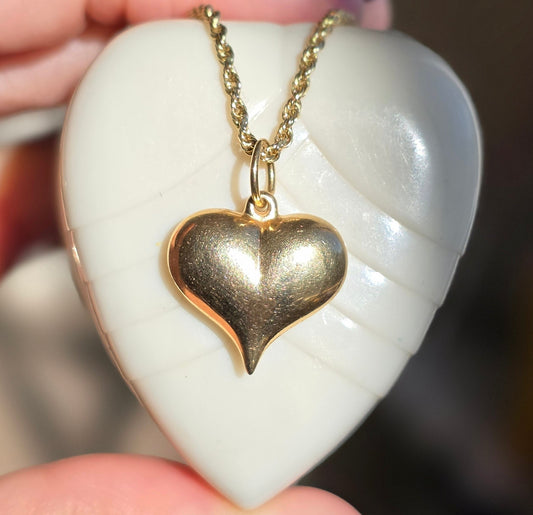 14k Gold Puffy Heart Pendant Charm (NO CHAIN)