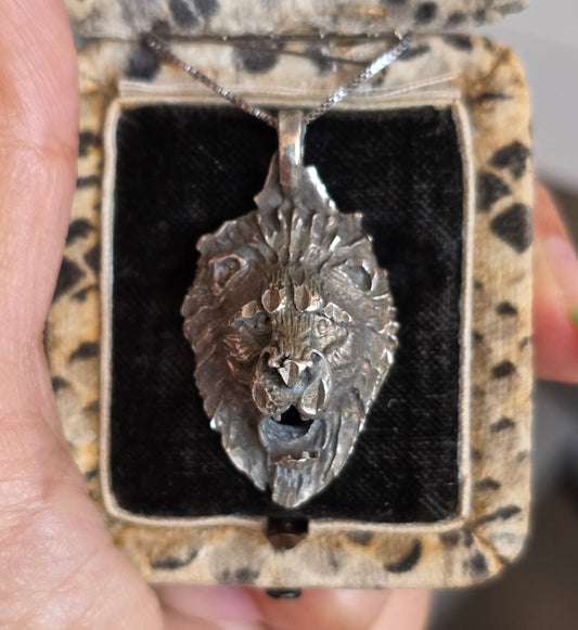 Badass Solid Sterling Silver Lion Head 1.5" Large Pendant (NO CHAIN)