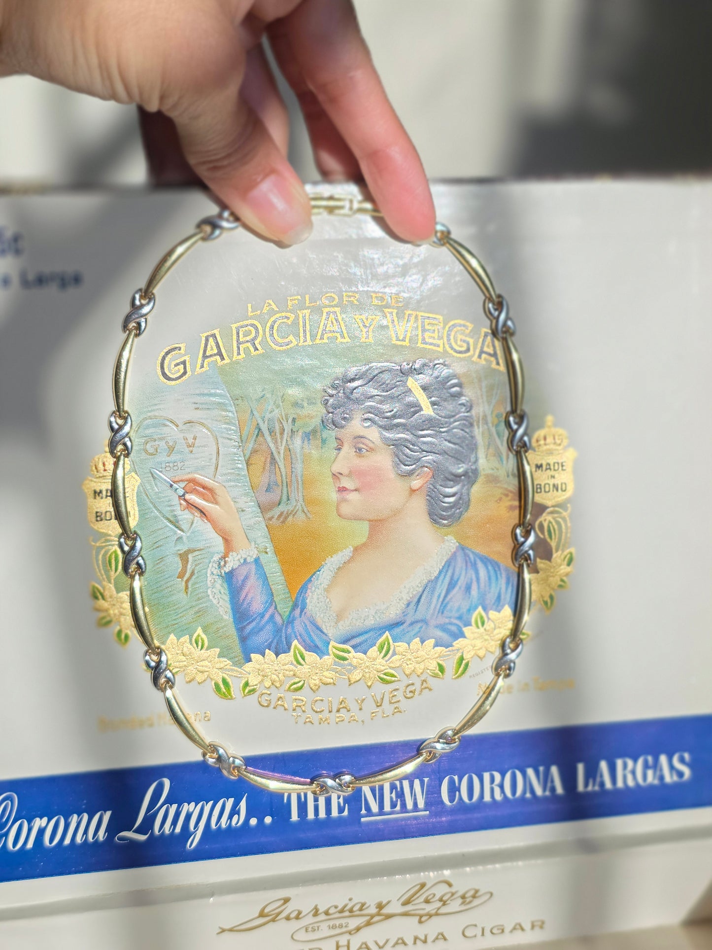 Aurafin 14k Gold Two Toned White Gold X Link Collar Necklace 16"