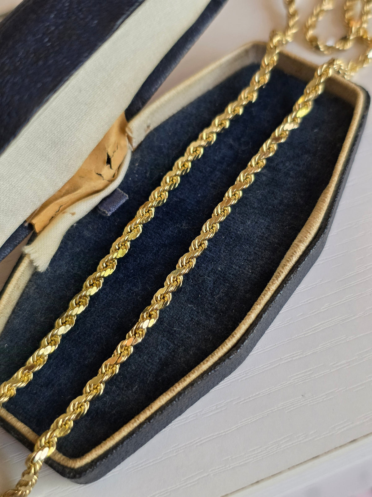 14k Gold Diamond Cut Hollow Style Rope Chain 20"