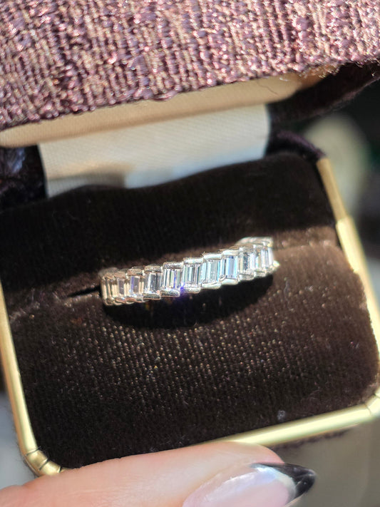 Pandora Glacial Beauty Ring Sterling Silver Baguette CZ Half Eternity Style Band Size 6
