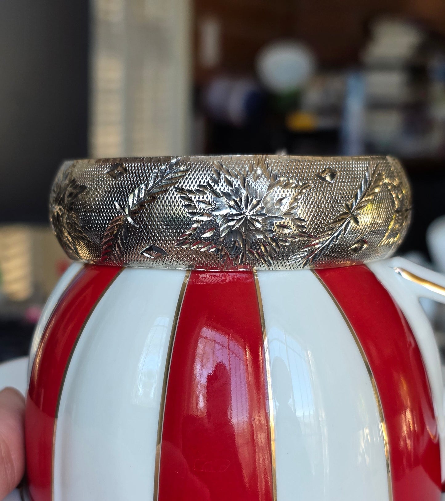 Solid Sterling Silver Snowflake Carved Large Bangle