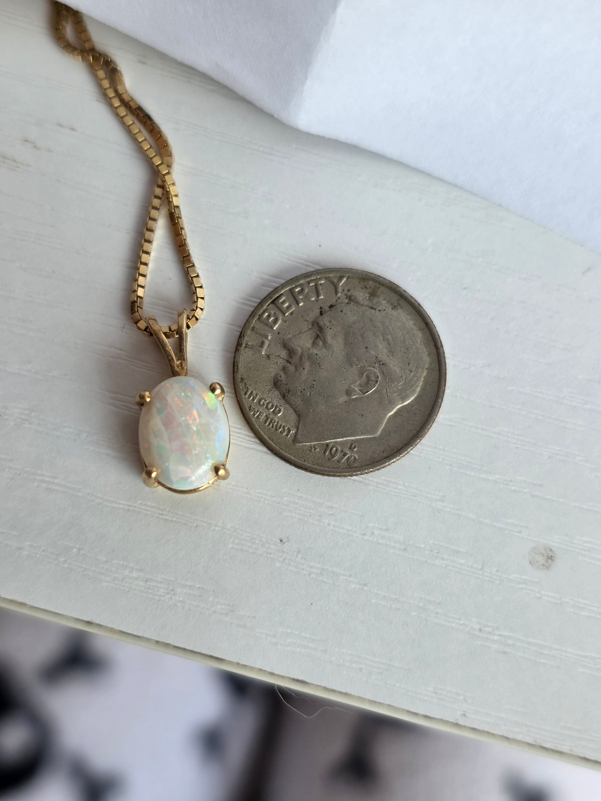 Gorgeous 14k Gold 1.10ctw Oval Opal Solitaire Pendant October Birthstone