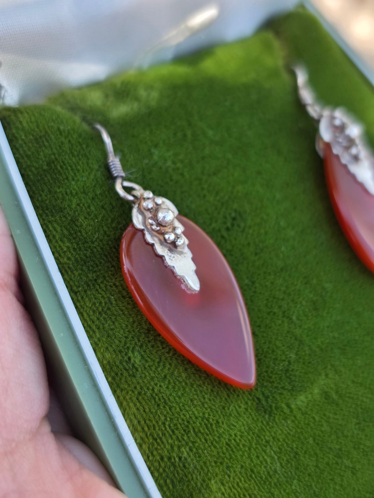 Beautiful Carnelian Sterling Silver Dangles Earrings