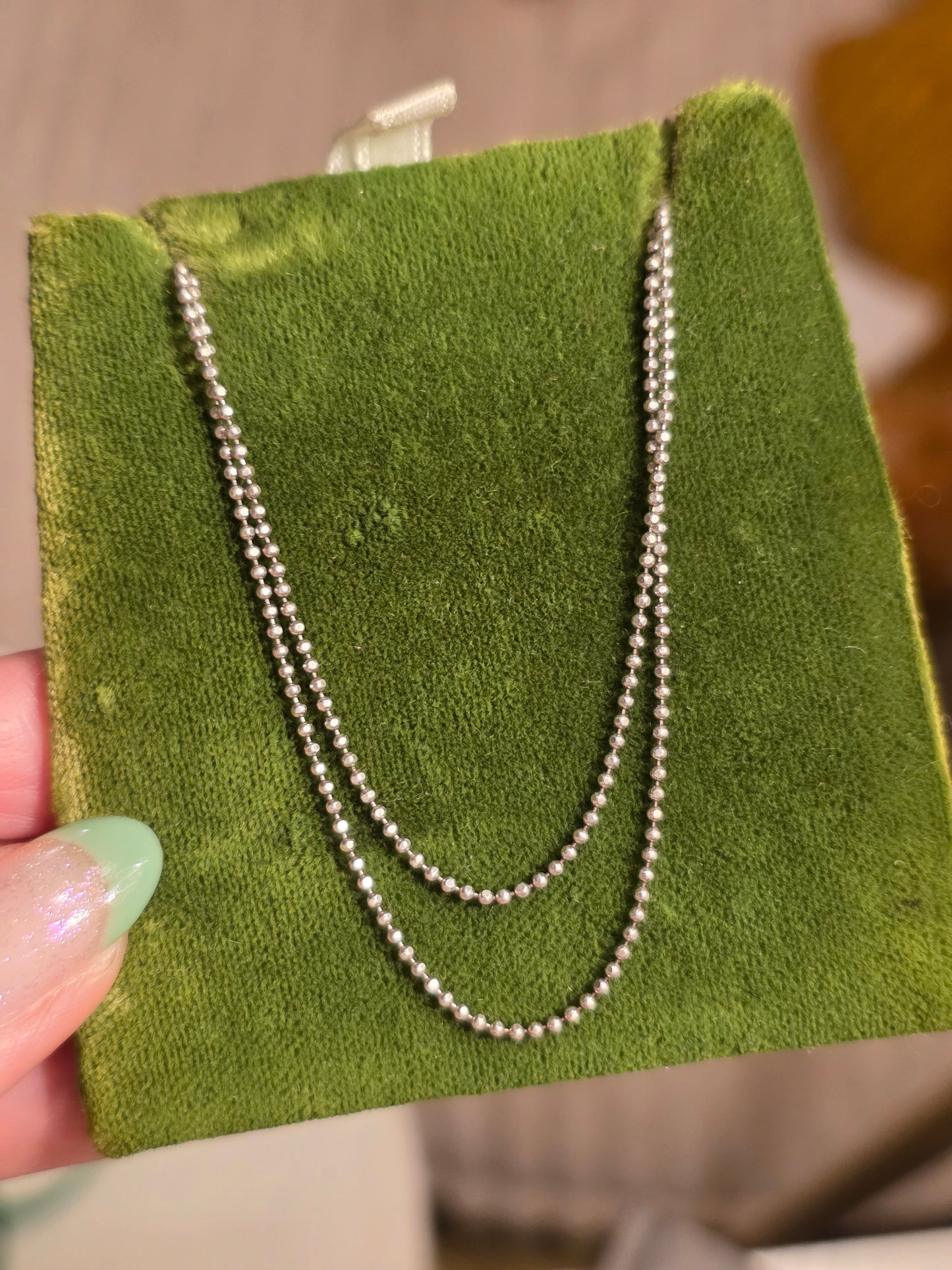 Sparkling Sterling Silver Bead / Ball Chain Necklace 18"