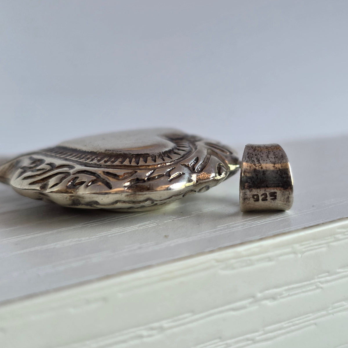 Vintage Puffy Ornate Sterling Silver Large Heart Pendant (NO CHAIN)