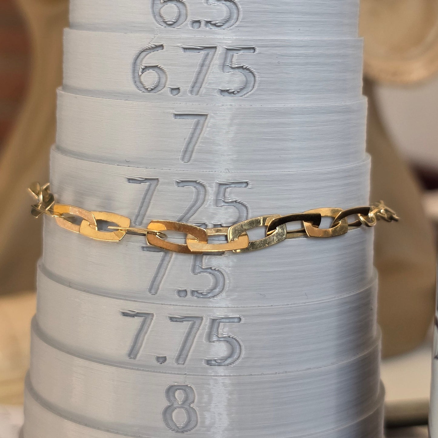 14k Gold Polished/Mirrored Interlocking Link Bracelet 7.5"