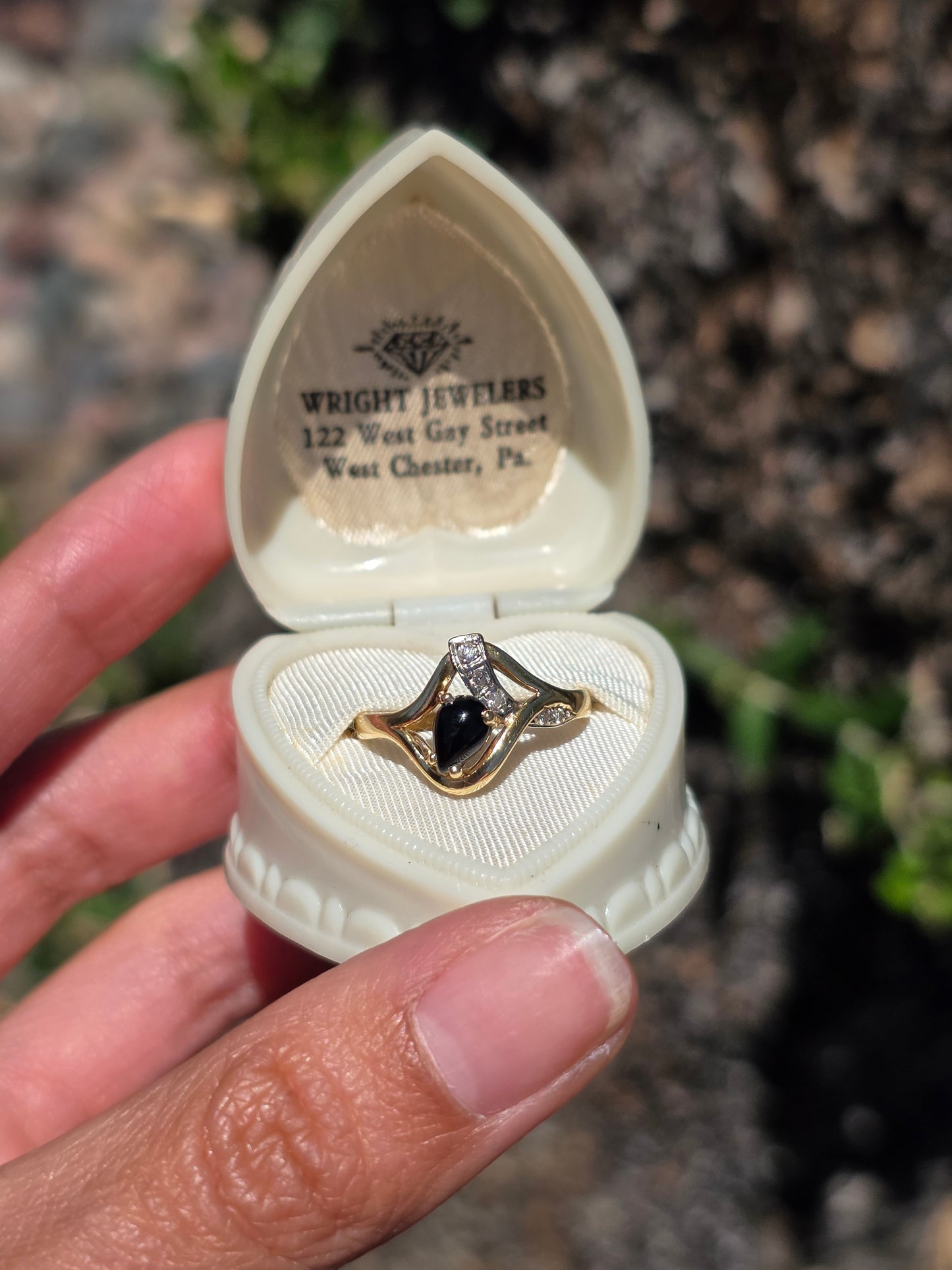 Awesome 14k Gold Black Onyx &  Diamond Modernist Ring Size 6.75