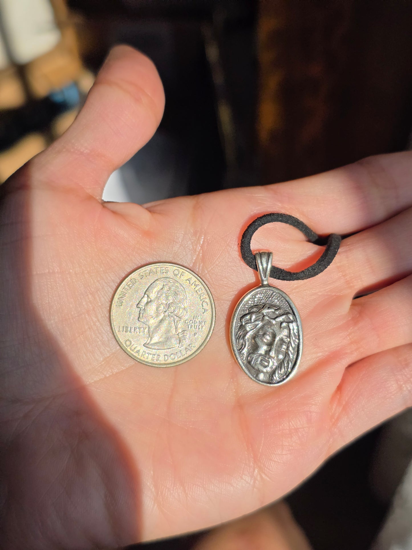 Solid Sterling Silver Oval Jesus Head Medallion Pendant (NO CHAIN)