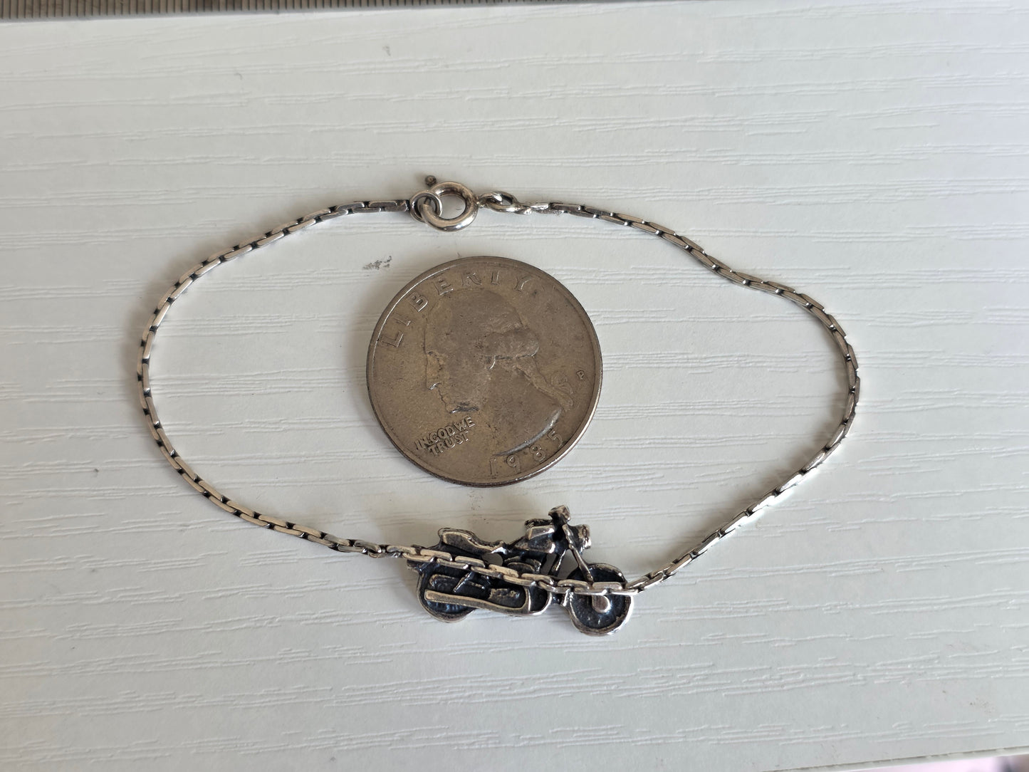 Vintage Sterling Silver Motorcycle Chain Bracelet 7"