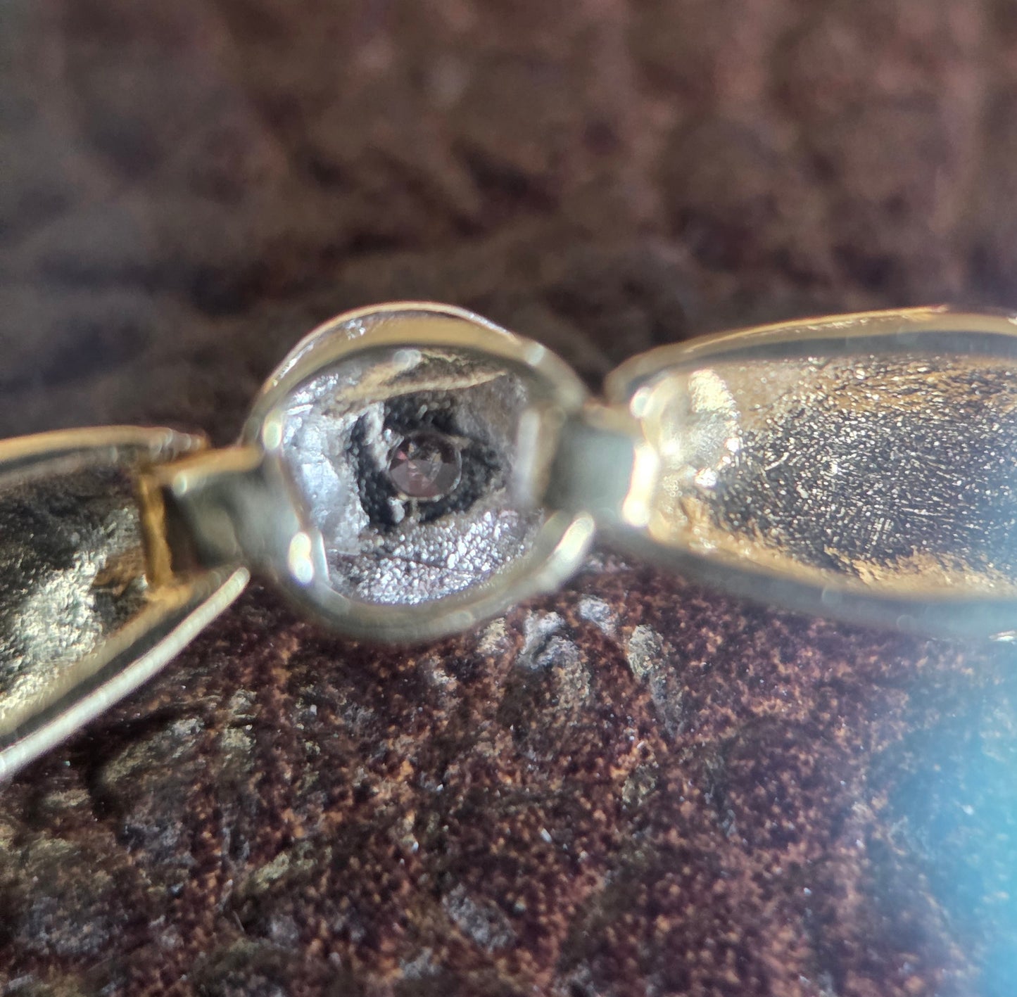 Pretty 10k Gold Marquise Link & Round Diamond Accented Tennis Bracelet 7.5"
