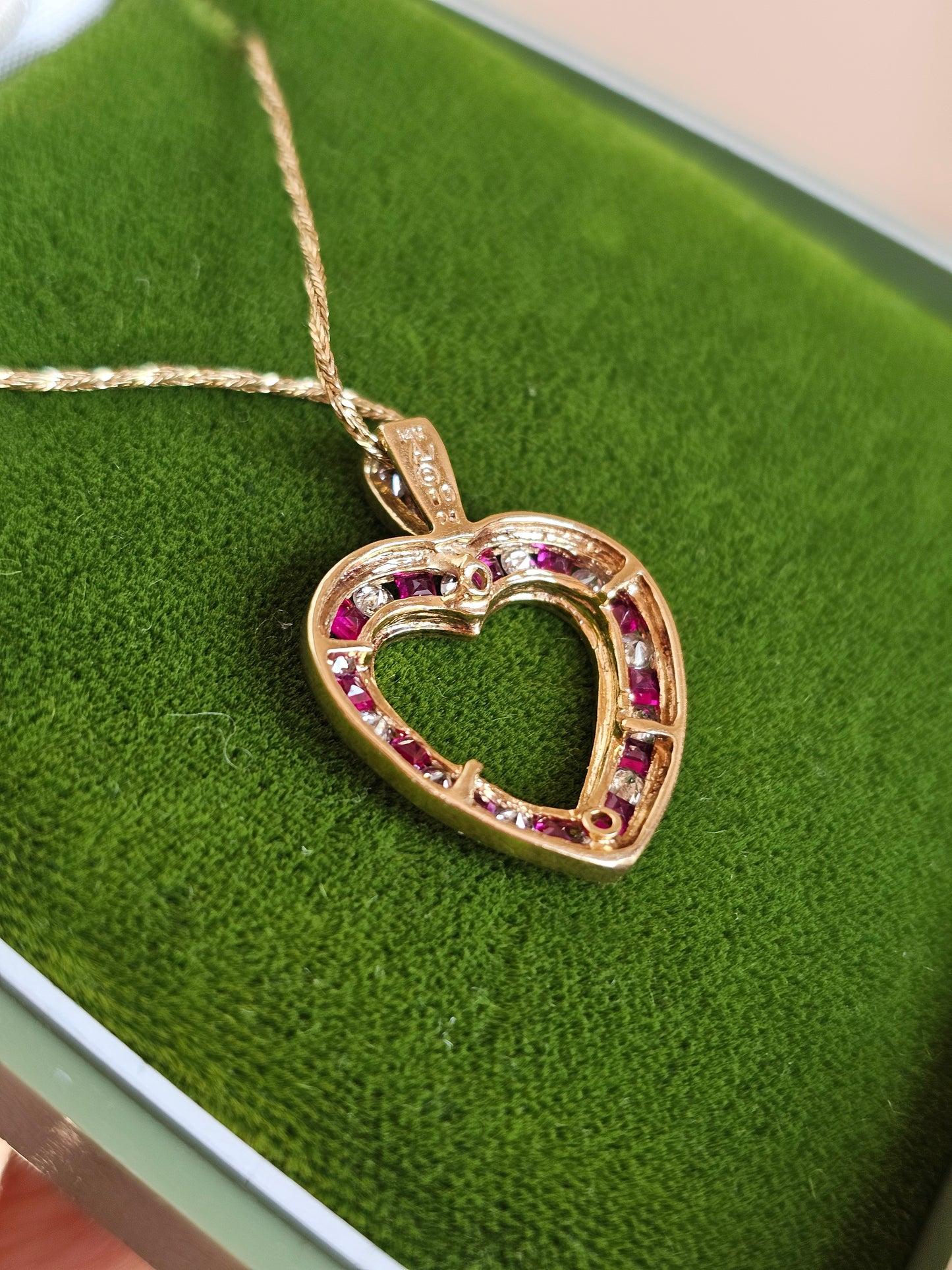 14k Ruby Diamond Heart Pendant (NO CHAIN)