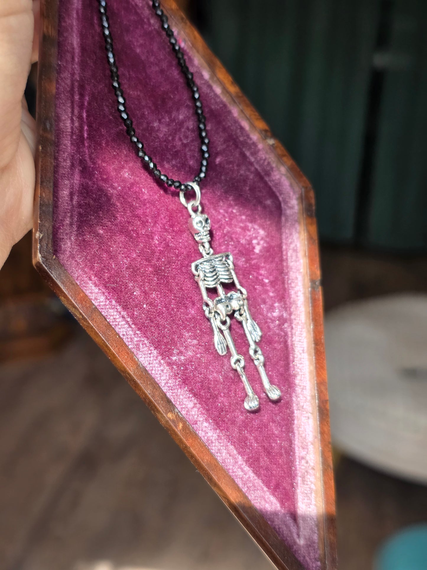 Awesome Solid Sterling Silver Spooky Articulated Skeleton Halloween Charm 2.1" (NO CHAIN)