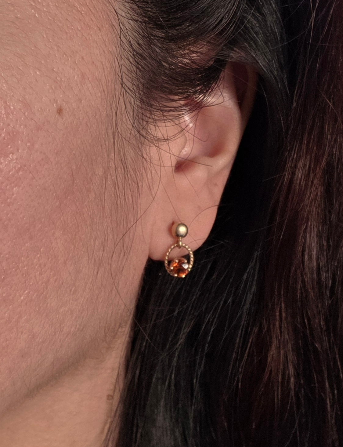 Beautiful 14k Gold Citrine Dainty Dangle Earrings November Birthstone