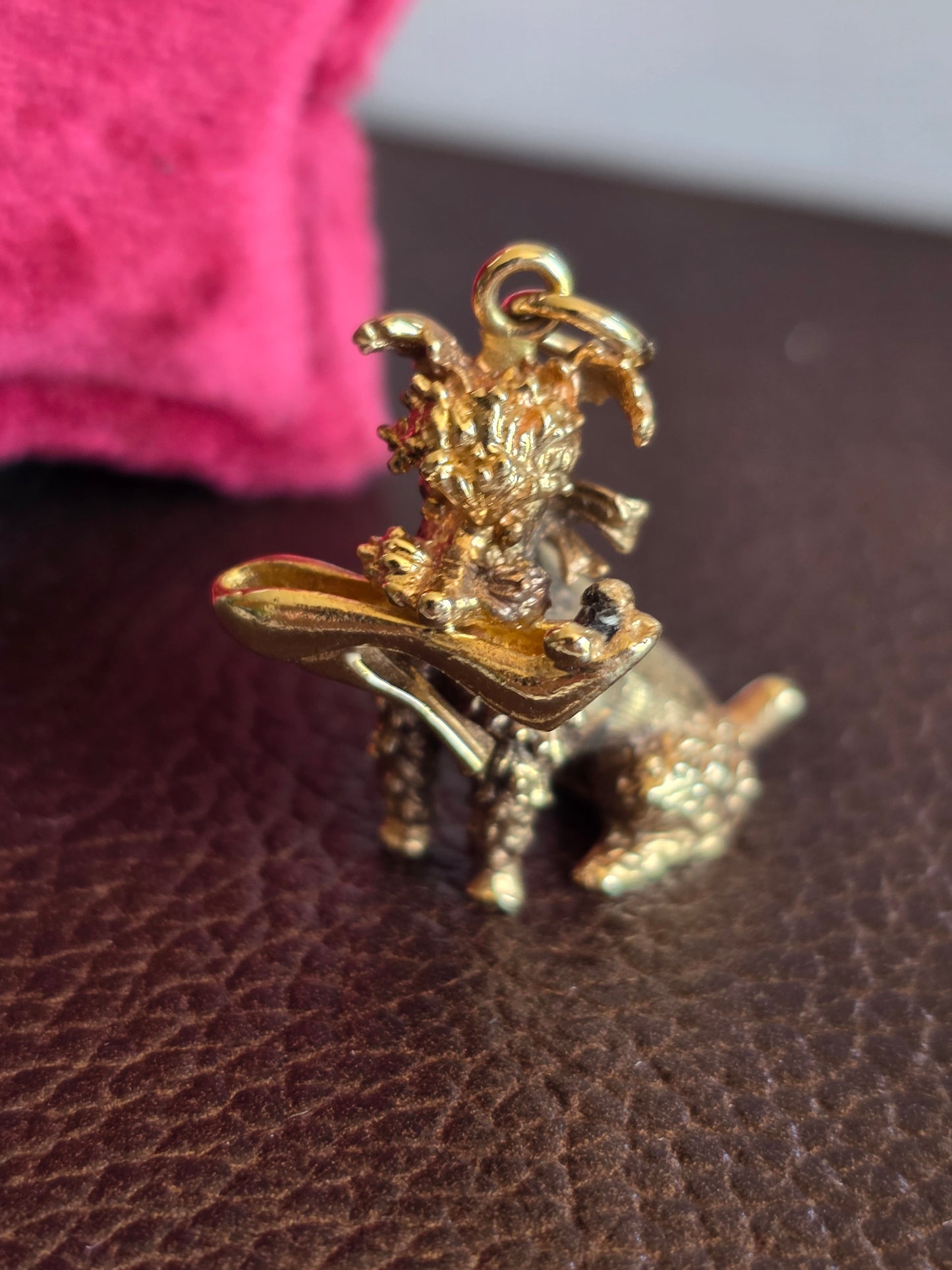 Adorable Solid Made 14k Gold Poodle with Heel in Mouth Charm Heavy (NO CHAIN)