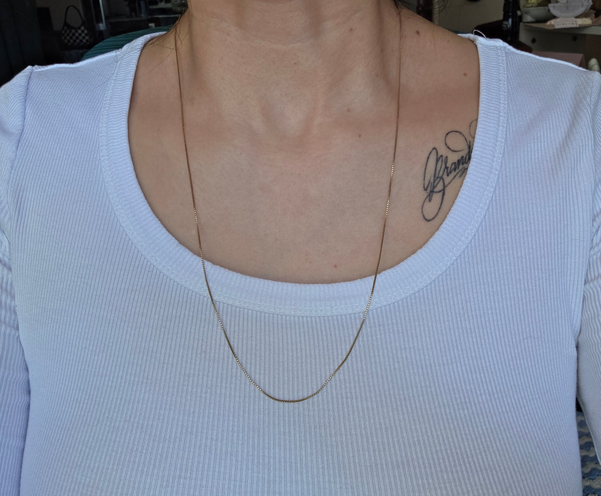 Vintage 14k Italian Gold Delicate Box Chain Necklace | 24"