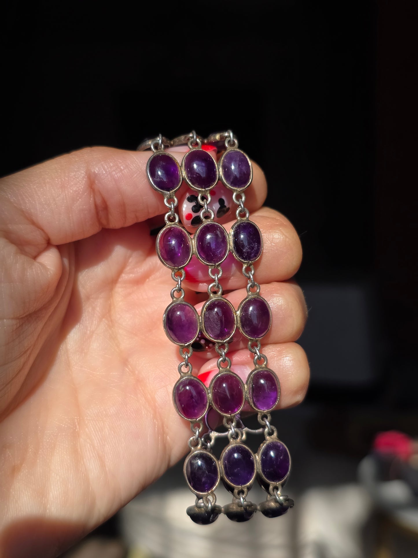 Beautiful 30 Carat Natural Amethyst Statement Bracelet 7.25" February Birthstone