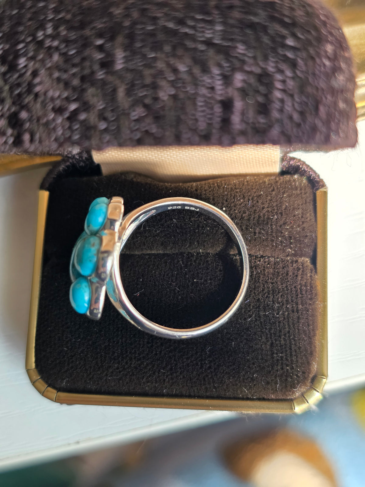 Sterling Silver Turquoise Paw Print Ring Size 8