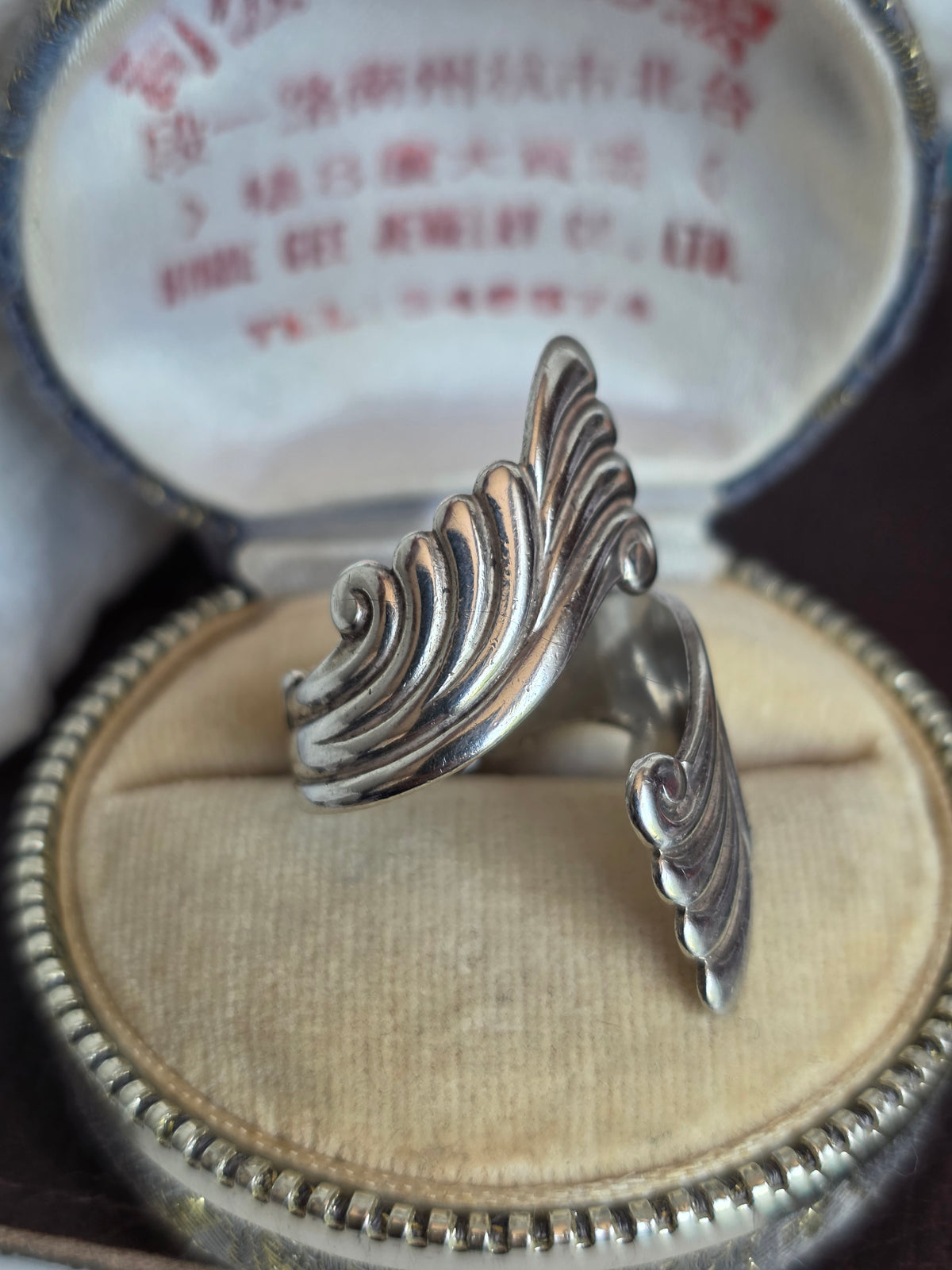 Gorgeous Sterling Silver Open Band Scrollwork Wrap Art Nouveau Style Ring