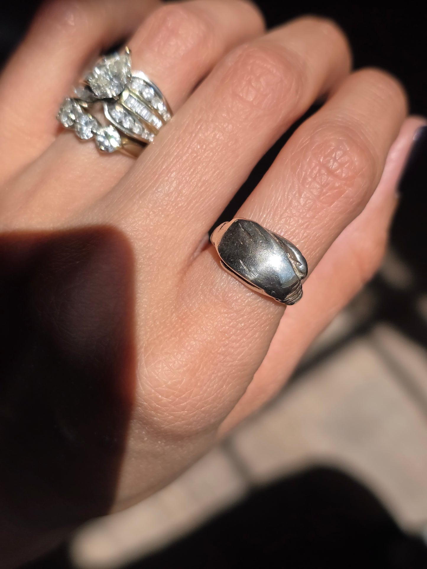 Vintage Sterling Silver "Fede" Hands Ring Size 4.25