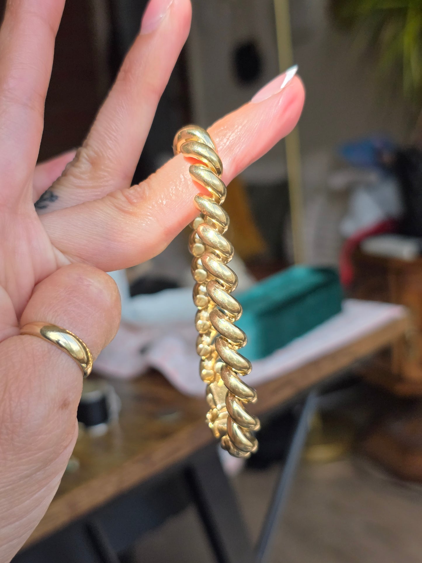 Milor 14k Gold San Marco "Macaroni" Link 8mm Wide Bracelet 7"