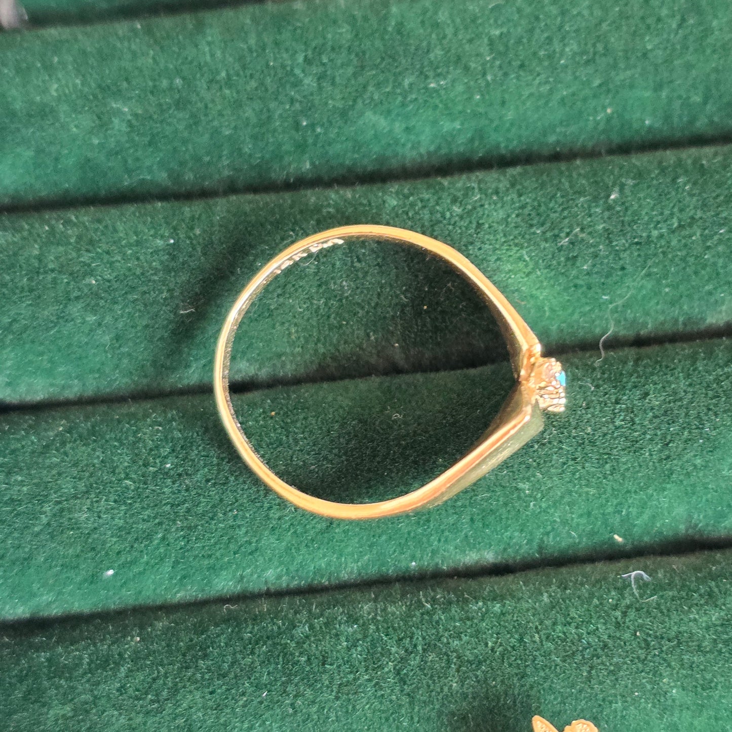 14k Gold Turquoise and Diamond Bow Wide Statement Ring Size 6.75