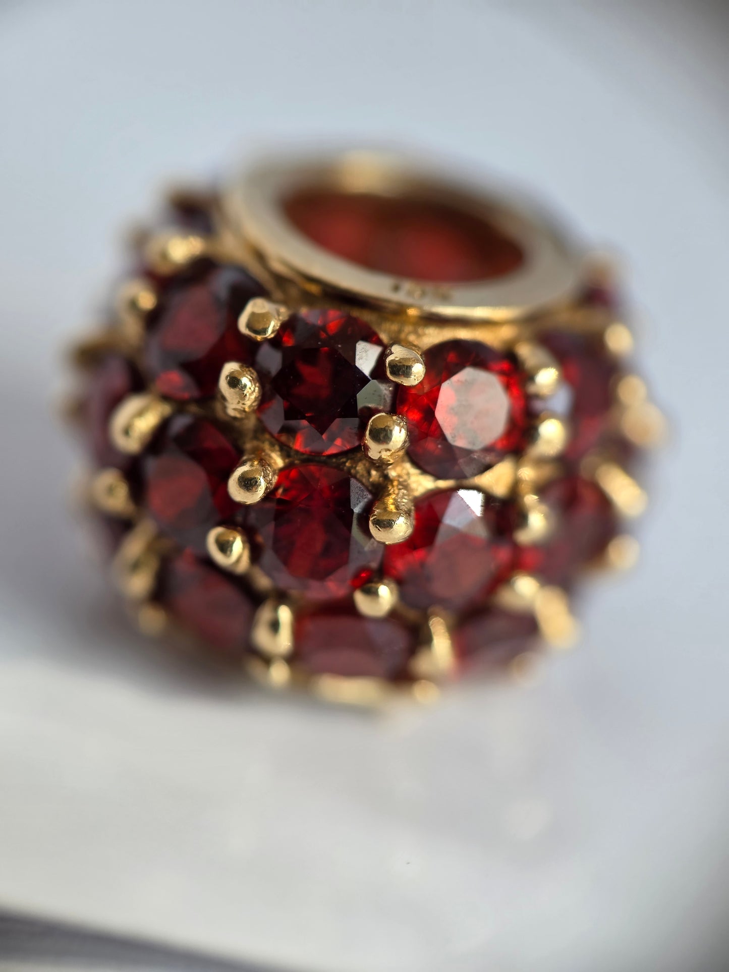 Vintage 10k Gold Garnet Spacer Bead Charm (NO CHAIN)