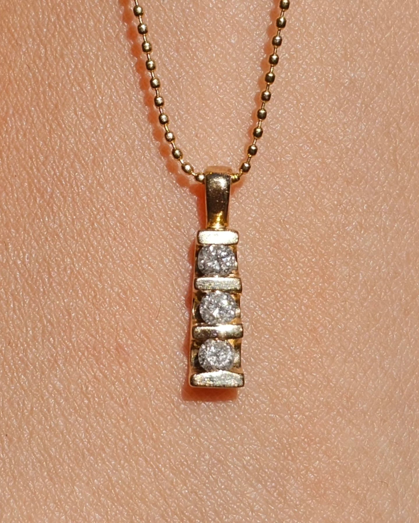 Sweet Dainty 10k Gold .18ctw 3 Diamond Tension Set Pendant (NO CHAIN)