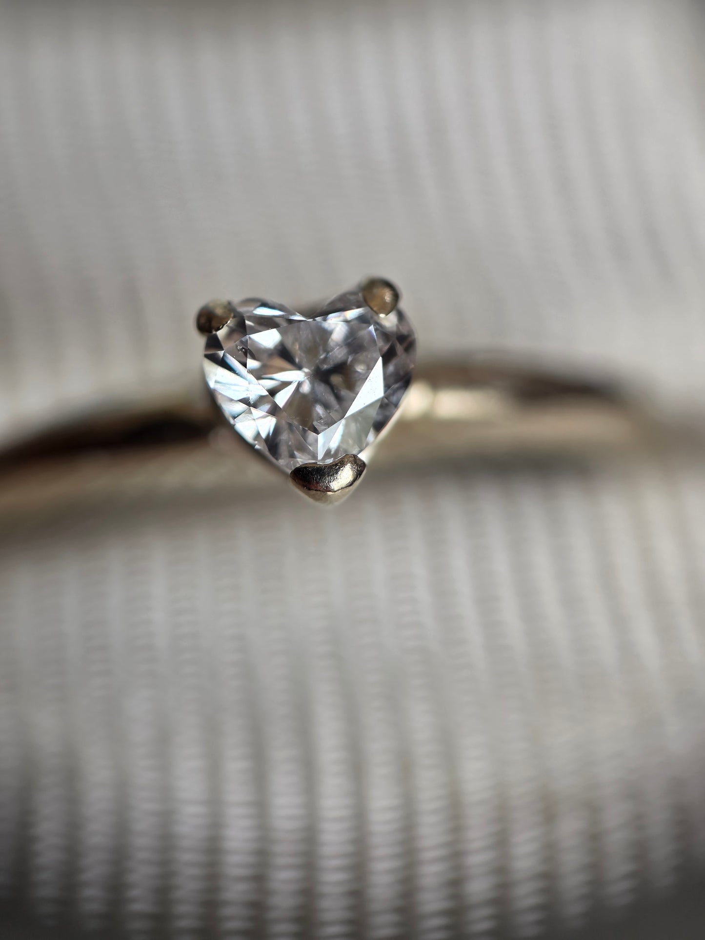 Gorgeous 14k White Gold .38CT Heart Cut Diamond Solitaire Ring Size 6.75